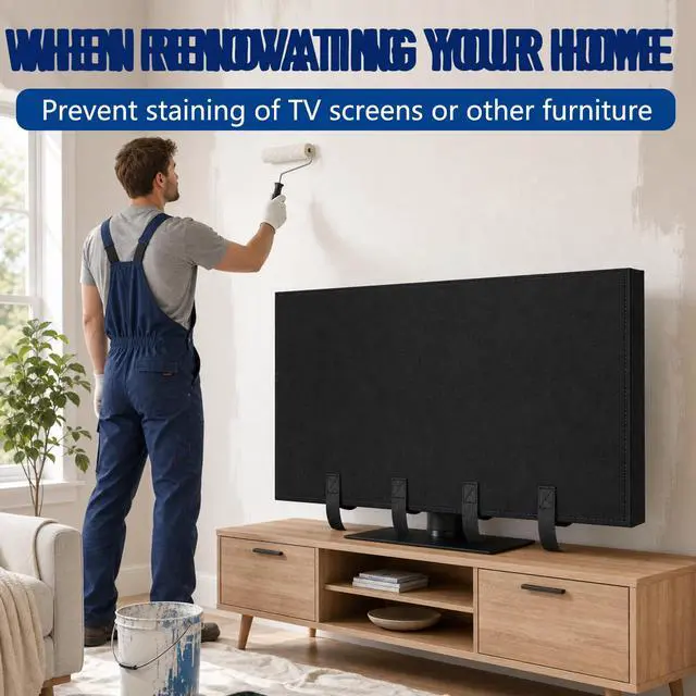 Alt view image 6 of 7 - 60"-65 TV Cover for Moving & Shipping, Dust Anti-Scratch TV Screen Cover | Tear Resistance Thick Felt Cover with Bottom Straps, Reusable Anti-Scratch TV Protector, Heavy Duty Felt Anti-Scratch Dust