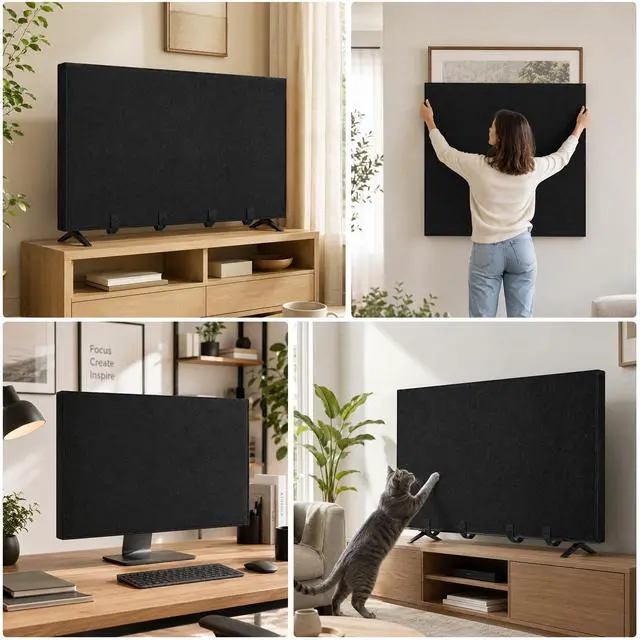 Alt view image 7 of 7 - 60"-65 TV Cover for Moving & Shipping, Dust Anti-Scratch TV Screen Cover | Tear Resistance Thick Felt Cover with Bottom Straps, Reusable Anti-Scratch TV Protector, Heavy Duty Felt Anti-Scratch Dust