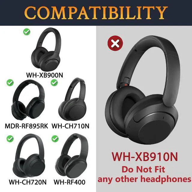 Alt view image 2 of 7 - Cooling Earpads for Sony WH-XB900N (Not Fit WH-XB910N) - Black | Also for WH-CH710N/WH-CH720N/WH-RF400/MDR-RF895RK Headphones
