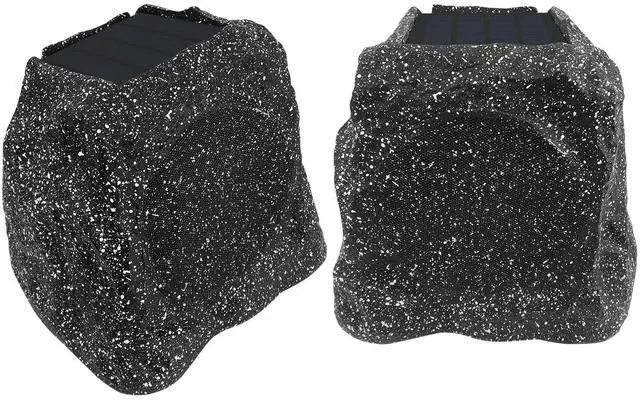 Main image of 4" Rock Bluetooth Speakers Outdoor Waterproof IPX7 Wireless Solar Max 160 Watt, TWS Connection Powered with Rechargeable Battery for Garden Patio Deck Pool BackyardBlack1Pair