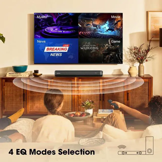 Alt view image 4 of 7 - Dolby Atmos Soundbar for TV with Subwoofer | 120W Home Theater System for Football & Sports, 3D Surround Sound, Deep Bass, Bluetooth 5.3, HDMI ARC/Optical/AUX, Easy Setup