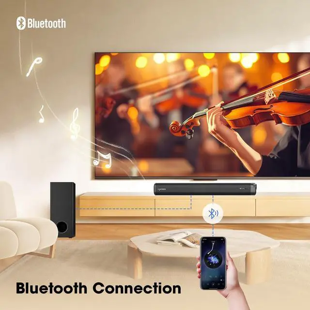 Alt view image 6 of 7 - Dolby Atmos Soundbar for TV with Subwoofer | 120W Home Theater System for Football & Sports, 3D Surround Sound, Deep Bass, Bluetooth 5.3, HDMI ARC/Optical/AUX, Easy Setup