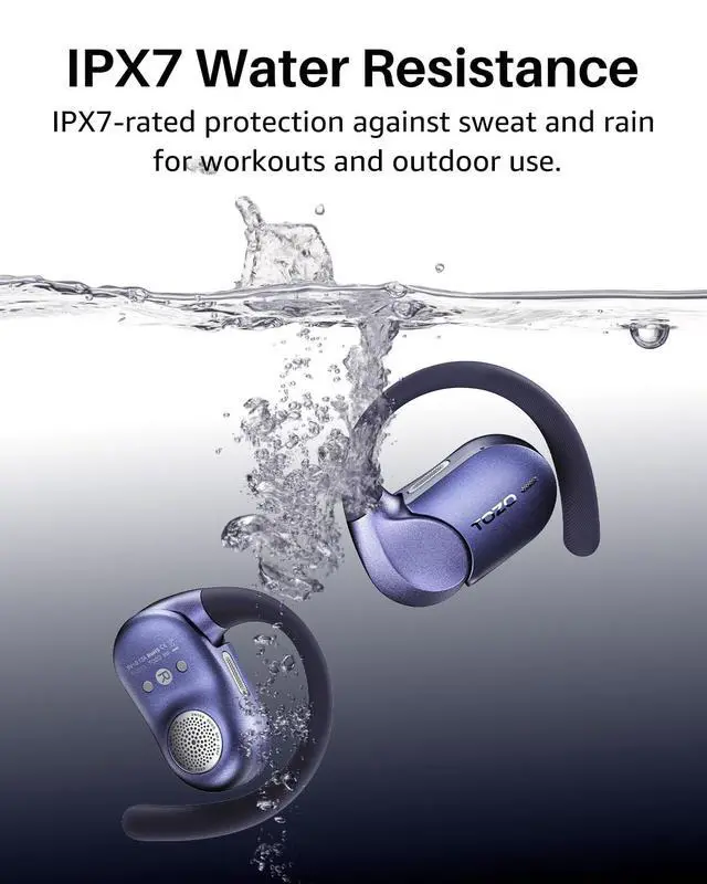 Alt view image 4 of 7 - Open X2 Pro AI Smart Open Ear Earbuds, LCD Digital Screen Stereo Sound | AI Assistant & Translates, Motion/Voice Control, Dual-Axis Adjustment, IPX7 Waterproof 36H Bluetooth 6.0 Headphones