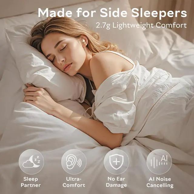 Alt view image 2 of 7 - Sleep Earbuds Bluetooth 6.0 Noise Cancelling Headphones for Side Sleepers No Touch Control Tiny Sleeping Ear Buds