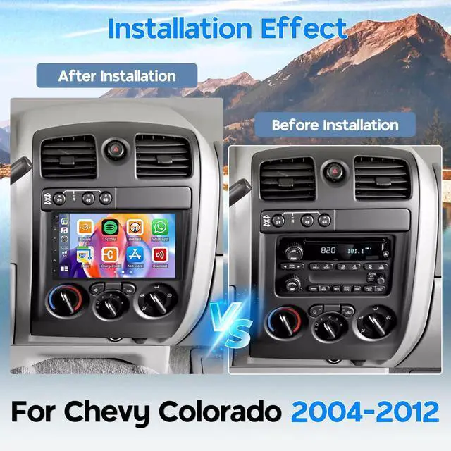 Alt view image 2 of 7 - 7" Double Din Car Radio Stereo for Chevrolet Chevy Colorado 2004-2012 | Touch Screen Head Unit Car Stereo Android 13 with Wireless & Wired Carplay Android Auto GPS Navigation/SWC/Backup Camera+MIC