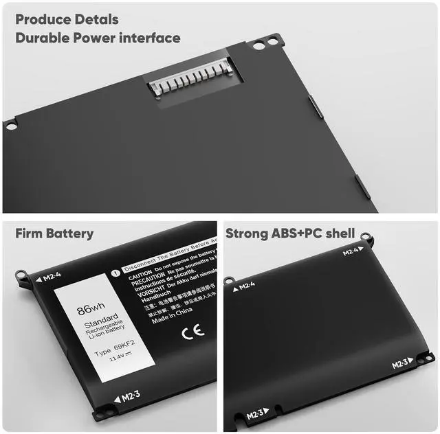 Alt view image 3 of 7 - New 86Wh 69KF2 Battery Replacement for Dell G7 15 7500 G15 5510 5511 5515 5520 5521 XPS 15 9500 9510 9520 Precision 5550 5560 5570 Alienware M15 R3 R4 M17 R3 R4 Inspiron 7510 7610 7620 P87F P91F P45E