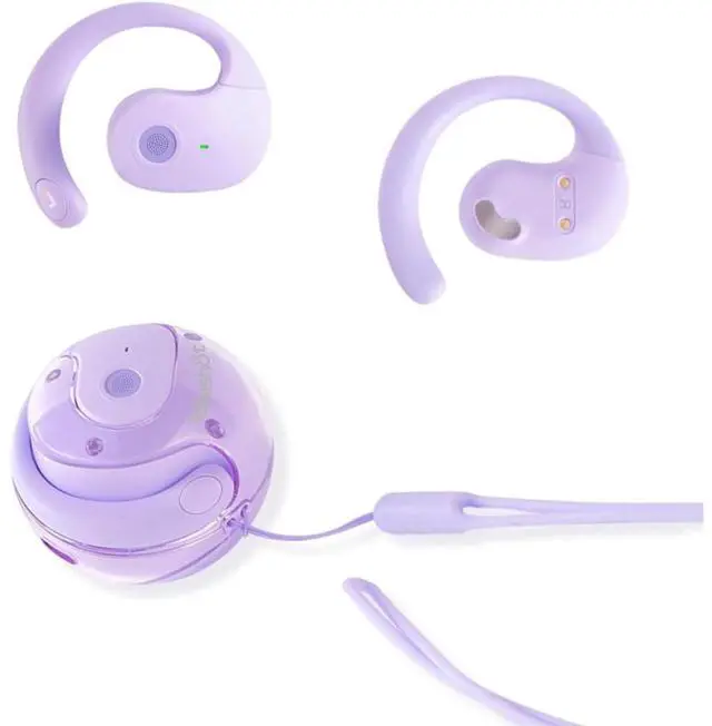 Main image of Ows Open Ear Buds Headphones Bluetooth 5.4,Bone Conducting Air Bone Conduction Headphones, 16mm Drivers,40H Playtime,Open Ear Earbuds IPX5 Waterproof and Noise Reducing Touch (Purple)