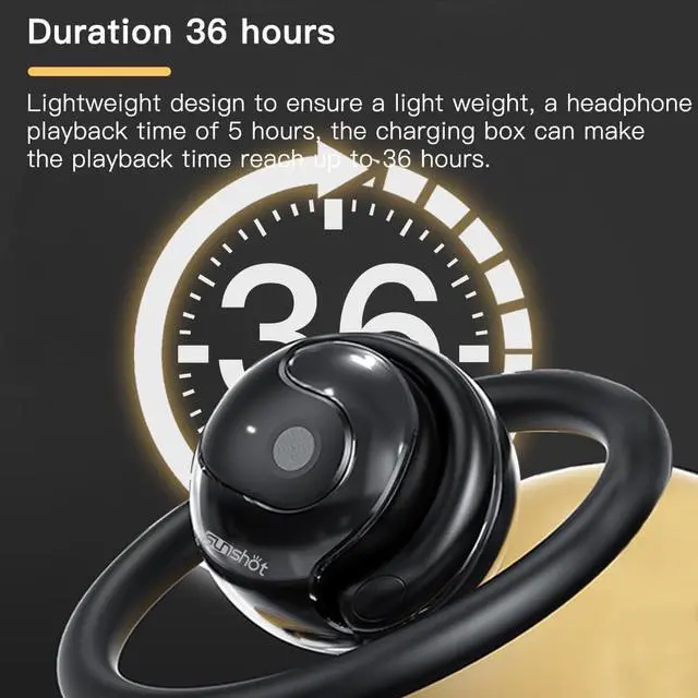 Alt view image 4 of 7 - Ows Open Ear Buds Headphones Bluetooth 5.4,Bone Conducting Air Bone Conduction Headphones, 16mm Drivers,40H Playtime,Open Ear Earbuds IPX5 Waterproof and Noise Reducing Touch (Purple)