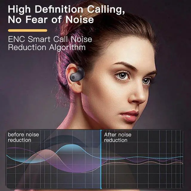 Alt view image 6 of 7 - Ows Open Ear Buds Headphones Bluetooth 5.4,Bone Conducting Air Bone Conduction Headphones, 16mm Drivers,40H Playtime,Open Ear Earbuds IPX5 Waterproof and Noise Reducing Touch (Purple)