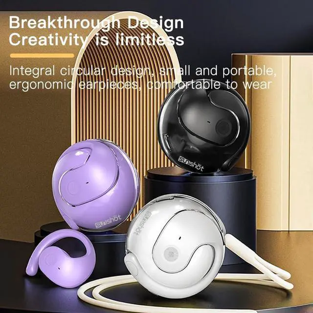 Alt view image 7 of 7 - Ows Open Ear Buds Headphones Bluetooth 5.4,Bone Conducting Air Bone Conduction Headphones, 16mm Drivers,40H Playtime,Open Ear Earbuds IPX5 Waterproof and Noise Reducing Touch (Purple)