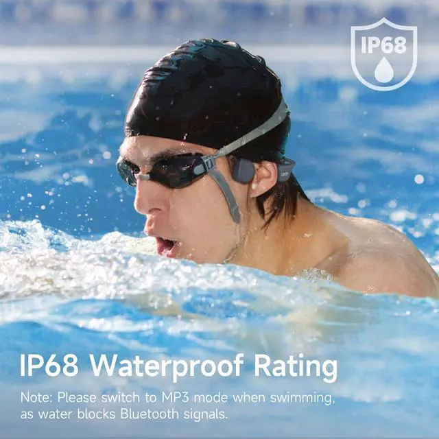 Alt view image 3 of 6 - Bone Conduction Swimming Headphones IP68 Waterproof MP3 32G Memory | Bluetooth 5.4, 10 Hours Playtime, Secure Fit, Underwater Open Ear Earbuds for Surfing, Running, Cycling