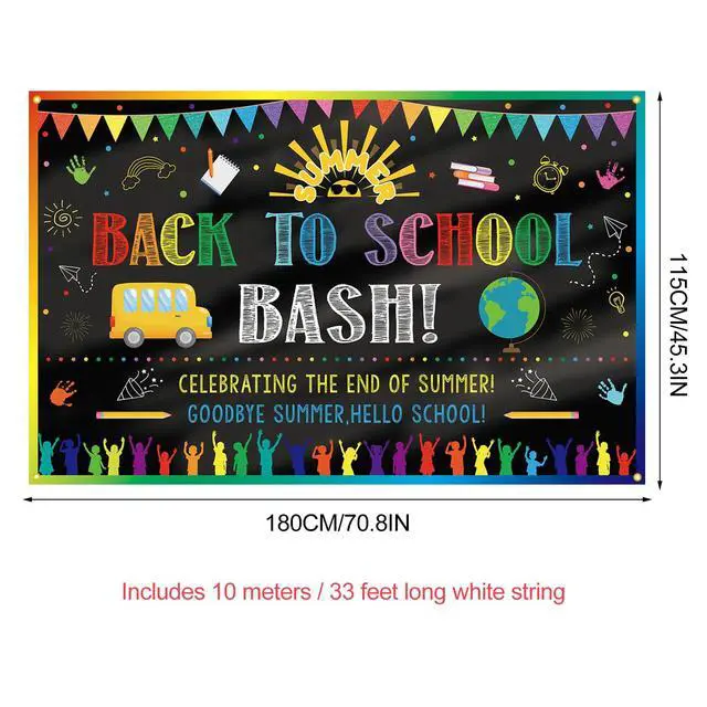 Alt view image 2 of 7 - Back to School Bash Backdrop Banner End of Summer Back to School Decoration First Day of School Backdrop Preschool Kindergarten Classroom Party Background Decoration Photo Booth Props