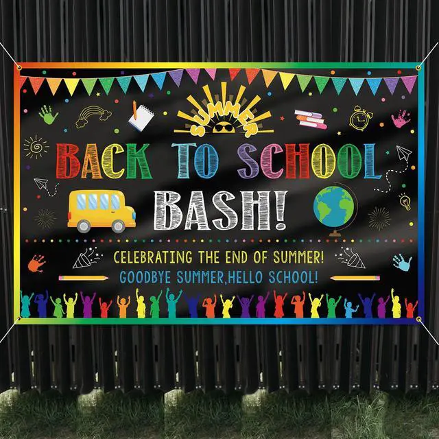 Alt view image 4 of 7 - Back to School Bash Backdrop Banner End of Summer Back to School Decoration First Day of School Backdrop Preschool Kindergarten Classroom Party Background Decoration Photo Booth Props