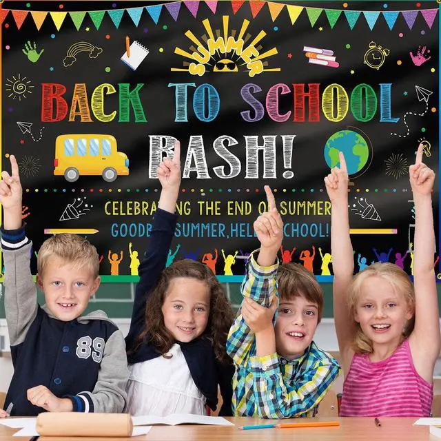 Alt view image 7 of 7 - Back to School Bash Backdrop Banner End of Summer Back to School Decoration First Day of School Backdrop Preschool Kindergarten Classroom Party Background Decoration Photo Booth Props