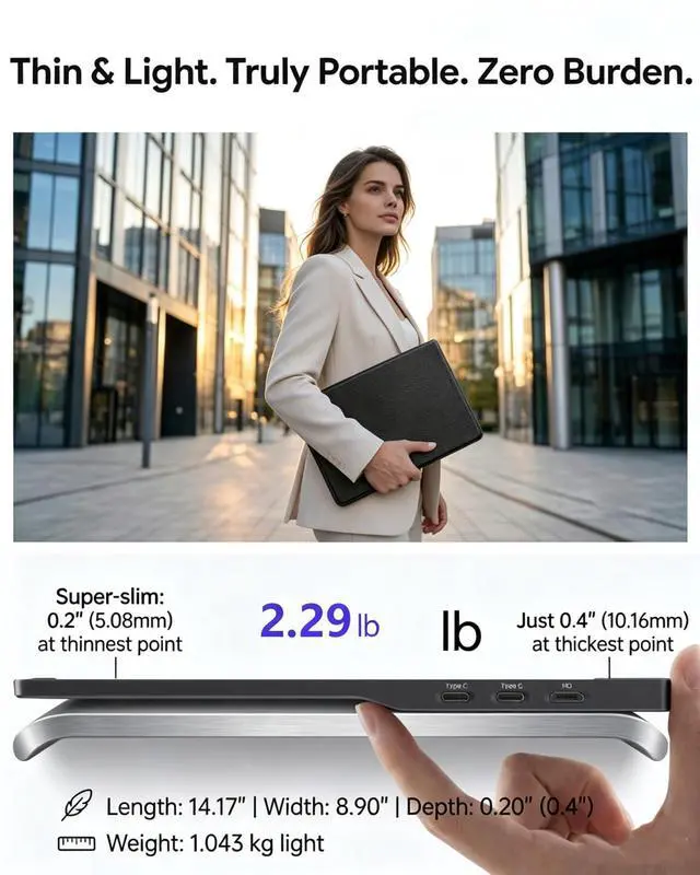 Alt view image 5 of 7 - 15.6" FHD Portable Monitor Touchscreen for Laptop | 10-Point Touch FHD IPS screen with dual speakers, protective case & stand. For Laptop PC Phone Gaming