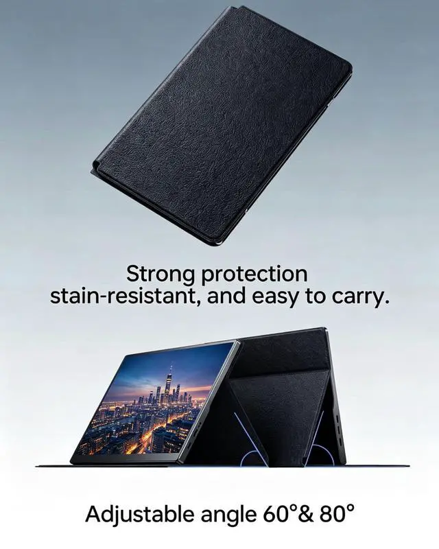 Alt view image 6 of 7 - 15.6" FHD Portable Monitor Touchscreen for Laptop | 10-Point Touch FHD IPS screen with dual speakers, protective case & stand. For Laptop PC Phone Gaming