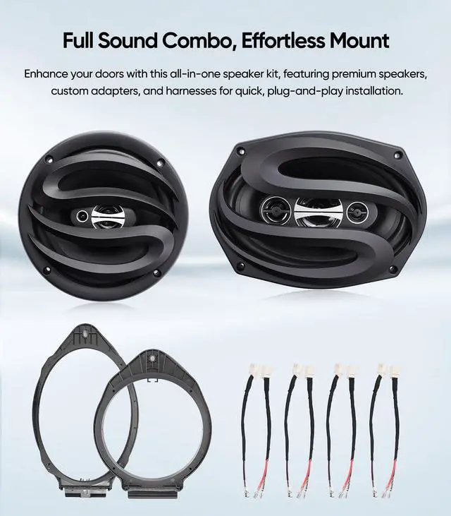 Alt view image 6 of 7 - 6.5 & 6X9 Car Audio Front Rear Door Speaker for Chevy Silverado/GMC Sierra | Fits 2014-2024 Chevrolet/GMC Models,Car Door Speakers Upgrade Kit - 2 Pairs, Adapters and Harness,Full Range,Enhanced Sound