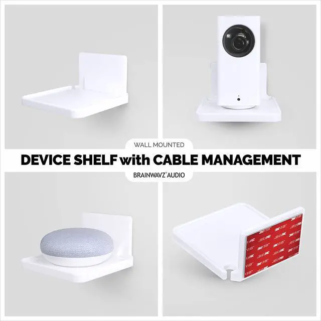 Alt view image 5 of 7 - Drill Free Wall Mount Shelf for Security Cameras, Baby Monitors, Speakers & More, Universal Holder, Strong Adheasive, Easy to Install, No Mess, Screwless (White)