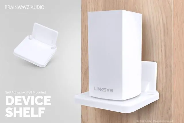 Alt view image 7 of 7 - Drill Free Wall Mount Shelf for Security Cameras, Baby Monitors, Speakers & More, Universal Holder, Strong Adheasive, Easy to Install, No Mess, Screwless (White)
