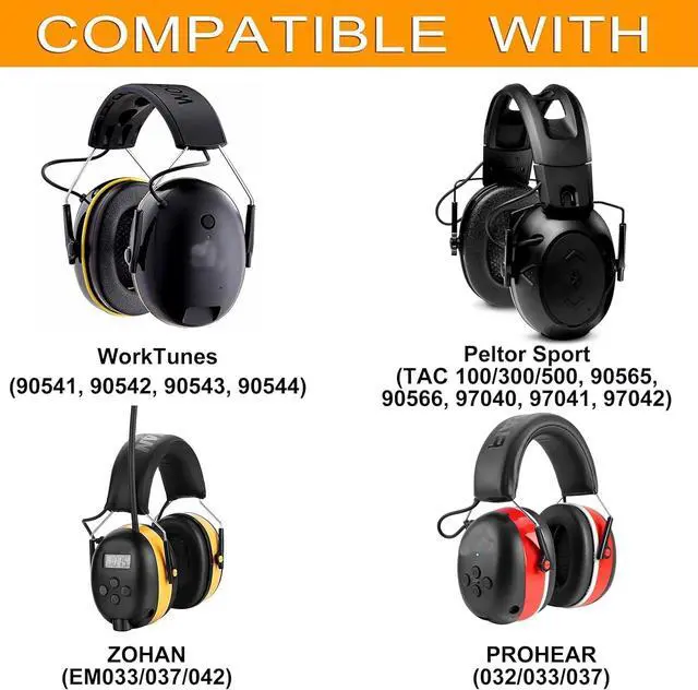 Alt view image 2 of 7 - 4PCS Earpads for 3M WorkTunes(90543, 90544, 90542, 90541) | Also for Peltor Sport(Tactical TAC 100/300/500, 90565, 90566, 97040, 97041, 97042)/ZOHAN(EM033/037/042)/PROHEAR(032/033/037)