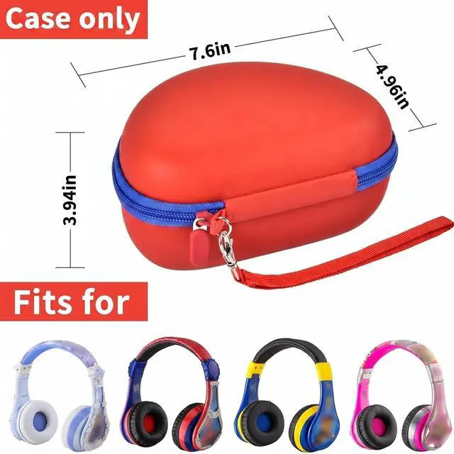 Alt view image 2 of 7 - Kids Headphone Case for eKids for Beats Solo3 Headphones, Red | Hard Shell Case with Mesh Cable Pocket for Kids Headsets, Organized Storage for Home and travel, Box Only
