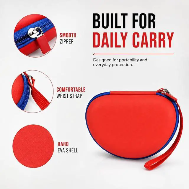 Alt view image 5 of 7 - Kids Headphone Case for eKids for Beats Solo3 Headphones, Red | Hard Shell Case with Mesh Cable Pocket for Kids Headsets, Organized Storage for Home and travel, Box Only