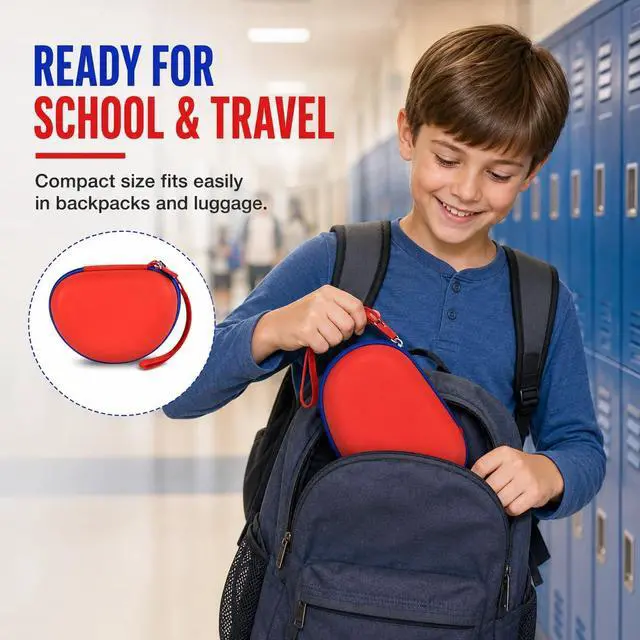 Alt view image 7 of 7 - Kids Headphone Case for eKids for Beats Solo3 Headphones, Red | Hard Shell Case with Mesh Cable Pocket for Kids Headsets, Organized Storage for Home and travel, Box Only