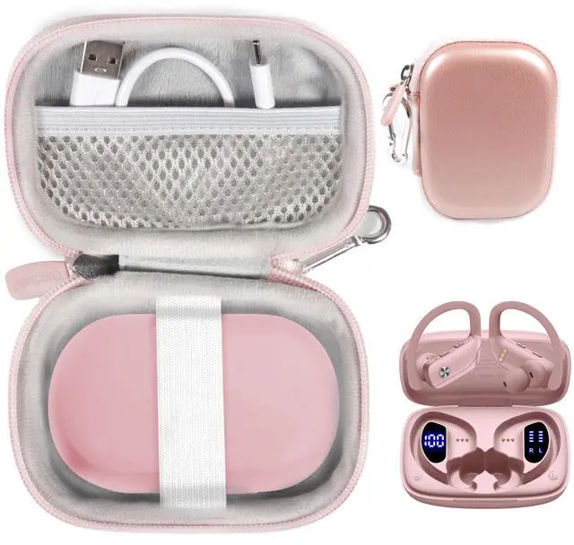 Main image of Case for bmani Earbudswith 48hrs Play Back Sport Earphones with LED Display Over-Ear Buds with Earhooks Built-in Mic Headset for Workout Black (Pink)