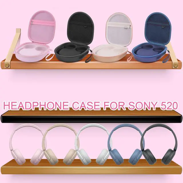 Alt view image 2 of 7 - Hard Headphone Case for Sony WH-CH520 / JBL Tune Live 670NC, Pink | Protective Carring Storage Case for Over-Ear Headphones, with Handle Strap & Mesh Pocket