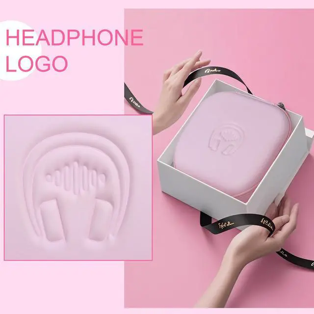 Alt view image 4 of 7 - Hard Headphone Case for Sony WH-CH520 / JBL Tune Live 670NC, Pink | Protective Carring Storage Case for Over-Ear Headphones, with Handle Strap & Mesh Pocket