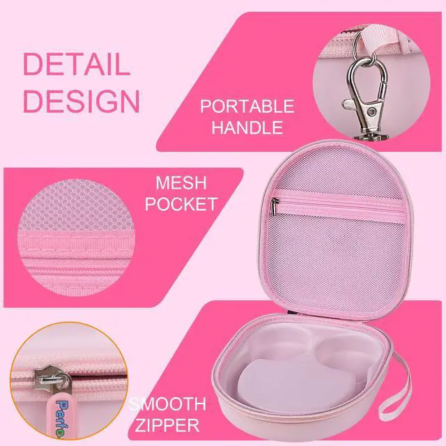 Alt view image 5 of 7 - Hard Headphone Case for Sony WH-CH520 / JBL Tune Live 670NC, Pink | Protective Carring Storage Case for Over-Ear Headphones, with Handle Strap & Mesh Pocket
