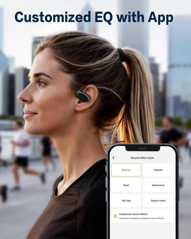 Alt view image 3 of 7 - O3 Open-Ear Wireless Headphones Bluetooth Earbuds, Powerful 13mm Drivers, Customized EQ via App, Secure Adjustable Ear Hooks, Ultra-Lightweight Comfort, Ai-Enhanced Clear Calls -Black