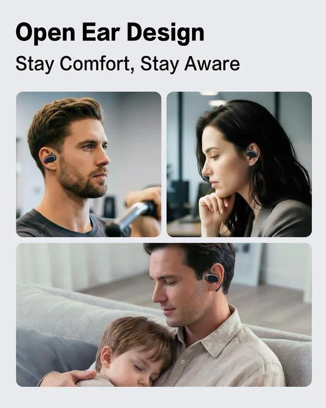 Alt view image 5 of 7 - O3 Open-Ear Wireless Headphones Bluetooth Earbuds, Powerful 13mm Drivers, Customized EQ via App, Secure Adjustable Ear Hooks, Ultra-Lightweight Comfort, Ai-Enhanced Clear Calls -Black