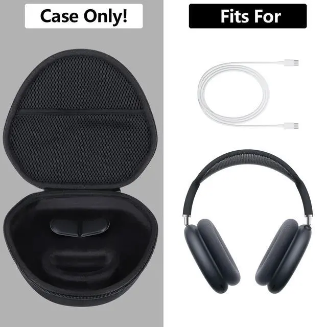 Alt view image 3 of 7 - Hard Case Replacement for Apple Airpods Max Over-Ear Headphones | Hard Shell Shockproof, Portable Headphone Storage, Mesh Bag Organizer, Lightweight Travel