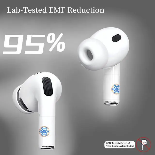 Alt view image 3 of 7 - EMF Blocker for Headphones Lab Tested EMF Shield Sticker for AirPods, Wireless Earbuds (5mm-8mm Size Fit) Reduce Electromagnetic Wave from Cell Phone & Devices, Made in USA (White, 1 Pair)