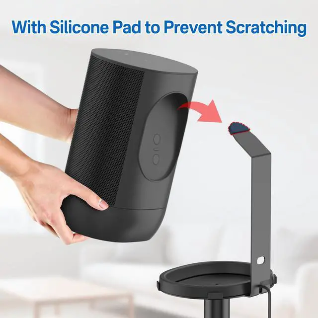 Alt view image 4 of 4 - Height-Adjustable Speaker Stand for Sonos Move Stand, Heavy-Duty Floor Stand for Sonos Move & Move 2 with Concealed Power Cord Design, Easy Installation, Black