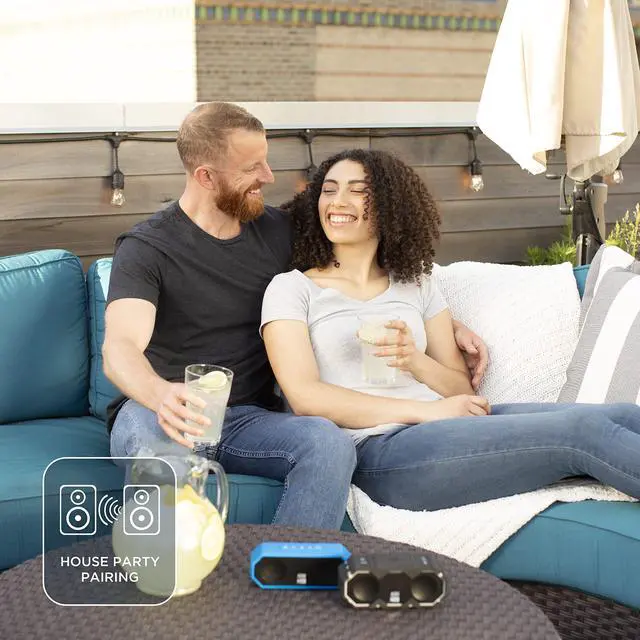 Alt view image 7 of 7 - Mini LifeJacket Jolt Bluetooth Speaker with Qi, Wireless, Waterproof, Portable, Speakers, Loud Volume, Strong Bass, Rich Stereo System, Microphone, 16 Hour Battery, 100 ft Range, Gray