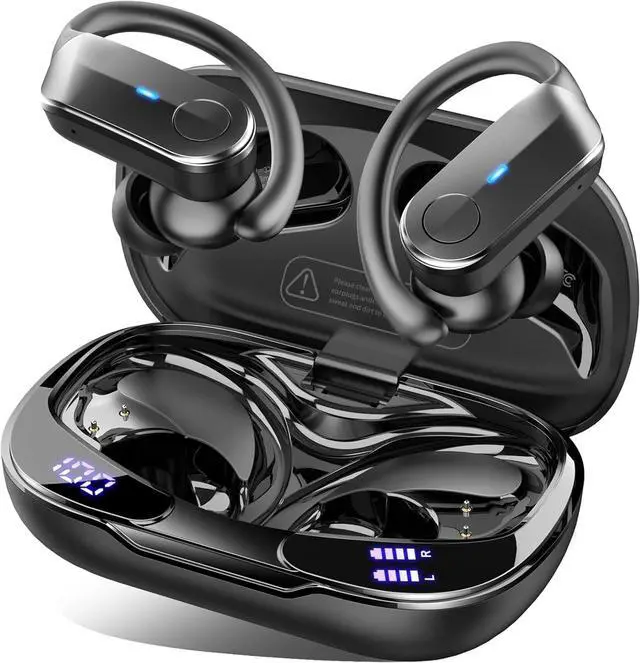 Main image of Wireless Earbuds Sport with Earhooks, Bluetooth 5.4 Headphones with 4-Mic ENC Noise Cancelling, IPX8 Waterproof, 70H Deep Bass, LED, USB-C Earphones for Running Workout Gym, Ear Buds for Android iOS