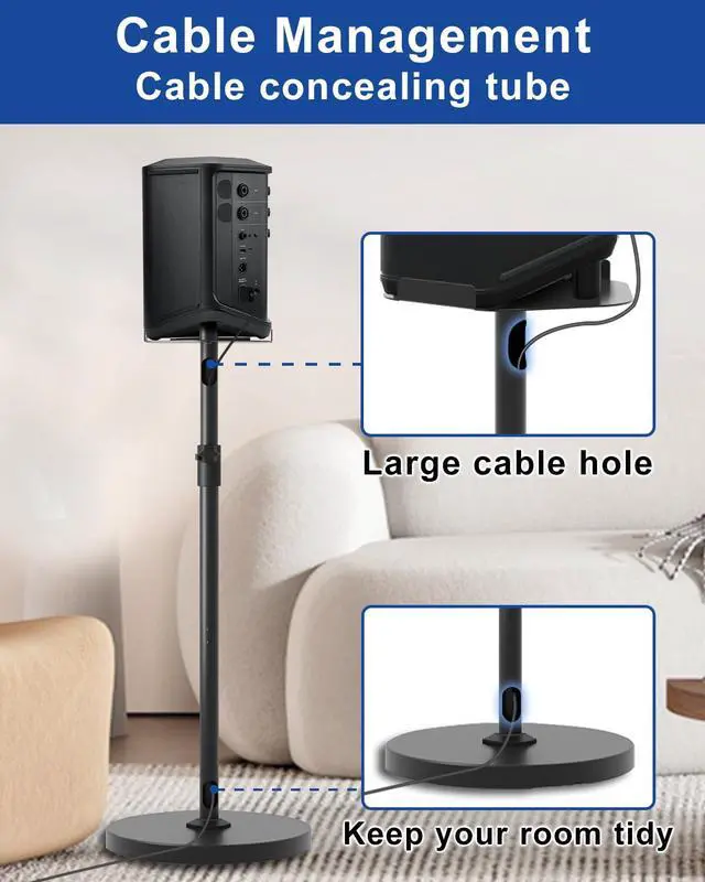 Alt view image 3 of 7 - Pack of 2 Height Adjustable Speaker Stand for Bose S1 Pro/S1 Pro Plus Floor Stand, Extends 45" to 54", Holds up to 20LBS, Heavy Duty Speakers Stands for Bose, with Screws