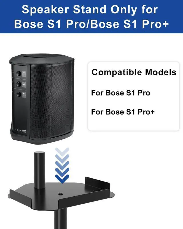 Alt view image 5 of 7 - Pack of 2 Height Adjustable Speaker Stand for Bose S1 Pro/S1 Pro Plus Floor Stand, Extends 45" to 54", Holds up to 20LBS, Heavy Duty Speakers Stands for Bose, with Screws