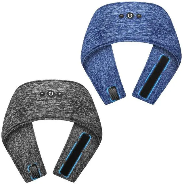 Main image of Adjustable Bluetooth Sleeping Headphones Headband for Men Women 2PCS | Hook-and-Loop, Thin Speakers, 14H Playtime, Earphones for Side Sleepers Running Workouts Sports Yoga Meditation - Blue&Gray