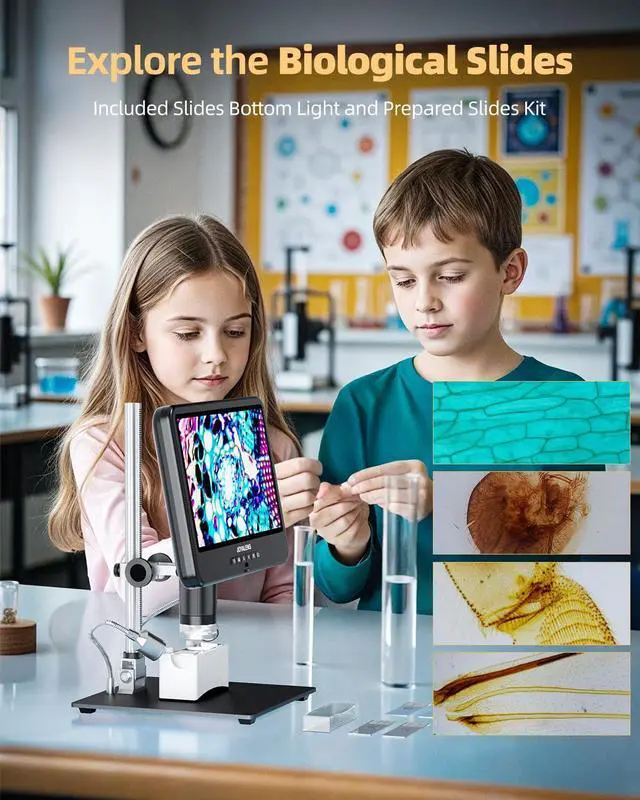 Alt view image 7 of 7 - 4K 30FPS HDMI Digital Microscope with 10.1" Screen, JL208S 4K Soldering Microscope Camera for Electronics, UHD 3840P Video Audio, Coin Magnifier Full View for Adults, 12.6'' Metal Stand 8 LED, 64GB