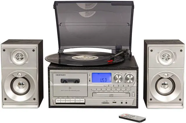 Main image of CR7014A-BK Eclipse 9-in-1 Record Player with Speakers, Black | 3-Speed Turntable, Bluetooth In, External Full-Range 30W Stereo Speakers, USB/SD Playback & Recording Functions, AM/FM Radio