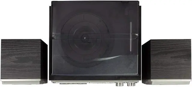 Alt view image 5 of 6 - CR7014A-BK Eclipse 9-in-1 Record Player with Speakers, Black | 3-Speed Turntable, Bluetooth In, External Full-Range 30W Stereo Speakers, USB/SD Playback & Recording Functions, AM/FM Radio