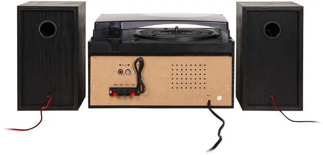 Alt view image 4 of 6 - CR7014A-BK Eclipse 9-in-1 Record Player with Speakers, Black | 3-Speed Turntable, Bluetooth In, External Full-Range 30W Stereo Speakers, USB/SD Playback & Recording Functions, AM/FM Radio