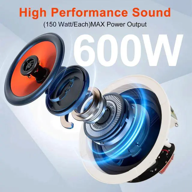 Alt view image 2 of 6 - 4 Inch 480 Watts High Power Ceiling Speakers - Flush Mount, Crisp Sound for Home Theater, Living Room, Office, Kitchen & Covered Patio2 Paris