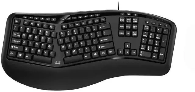 Main image of Ergonomic USB Keyboard, 105-Key US Layout AKB-150UB | Integrated Palm Rest, Split Key Design, Multimedia and Internet Hotkeys