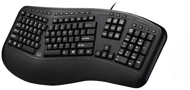 Alt view image 2 of 7 - Ergonomic USB Keyboard, 105-Key US Layout AKB-150UB | Integrated Palm Rest, Split Key Design, Multimedia and Internet Hotkeys