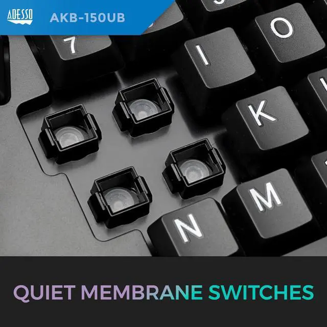 Alt view image 6 of 7 - Ergonomic USB Keyboard, 105-Key US Layout AKB-150UB | Integrated Palm Rest, Split Key Design, Multimedia and Internet Hotkeys