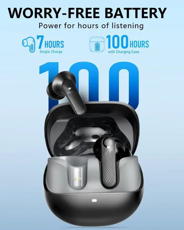 Alt view image 3 of 7 - Wireless Earbuds with Active Noise Cancelling,140-Hour Long Battery Life Bluetooth 5.4 Ear Buds,Multi-Device Pairing,Enhanced Clear Call,Deep Bass Stereo In Ear Headphone